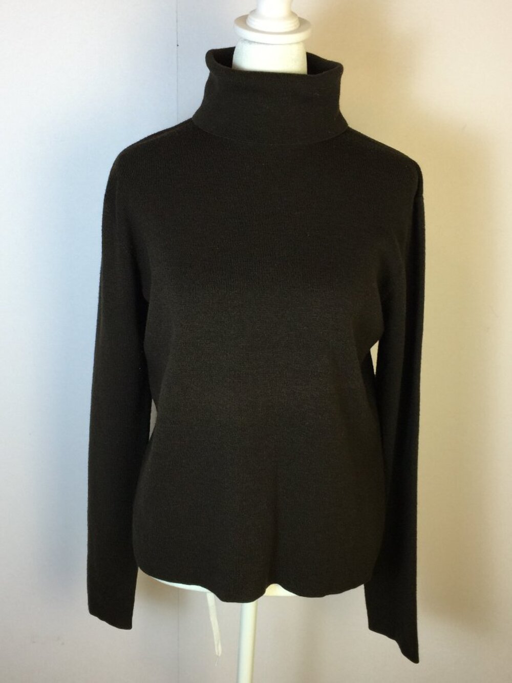 Ann Taylor Loft Sweater Sz L Womans Brown Merino Wool Cashmere Blend Turtleneck